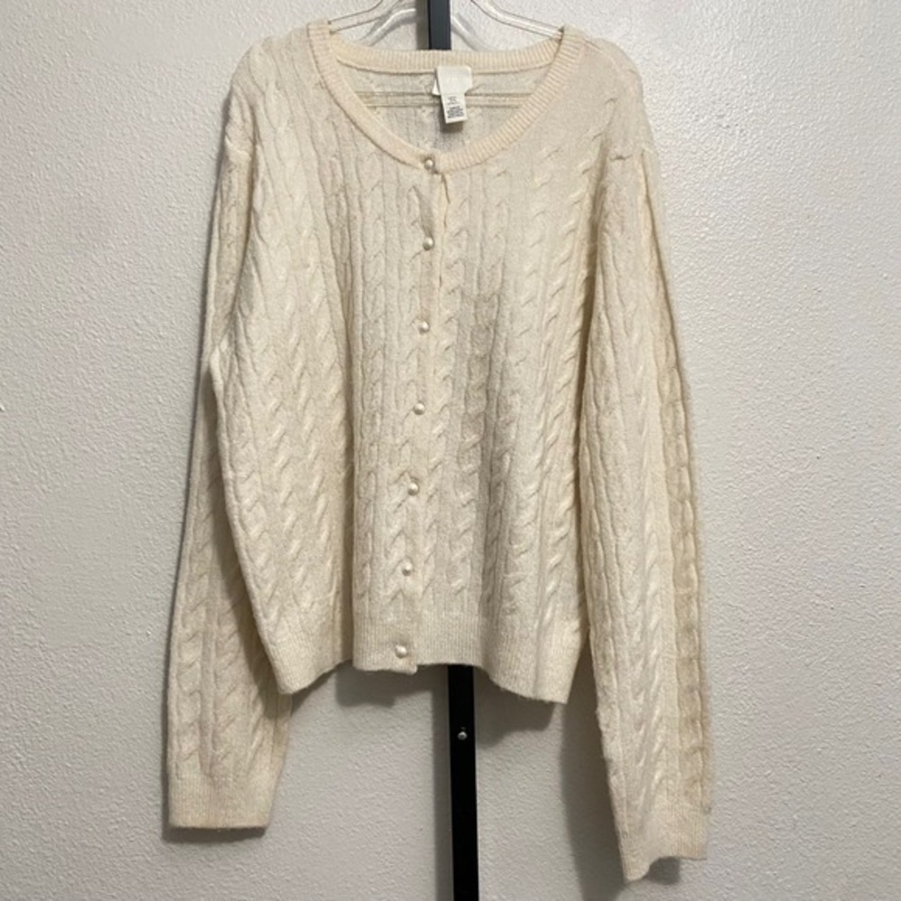 Cableknit Preppy‎ Coquette Cardigan Womens XL Capsule Minimalist Soft Girl